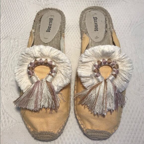 Soludos yellow canvas kiki tassle mules 7.5 - Picture 3 of 7